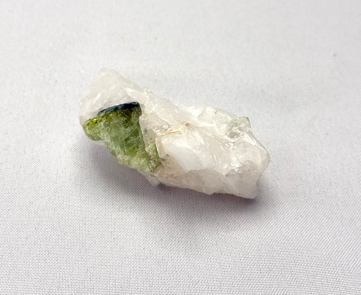 Green Tourmaline on Quartz