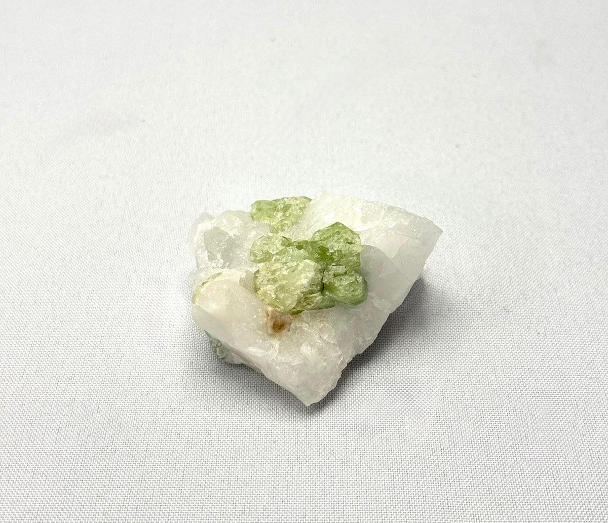 Green Tourmaline on Quartz