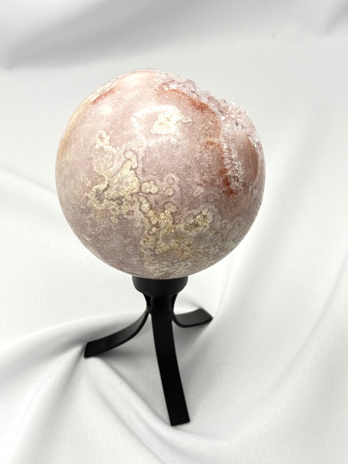Pink Amethyst Sphere on Rotating Stand