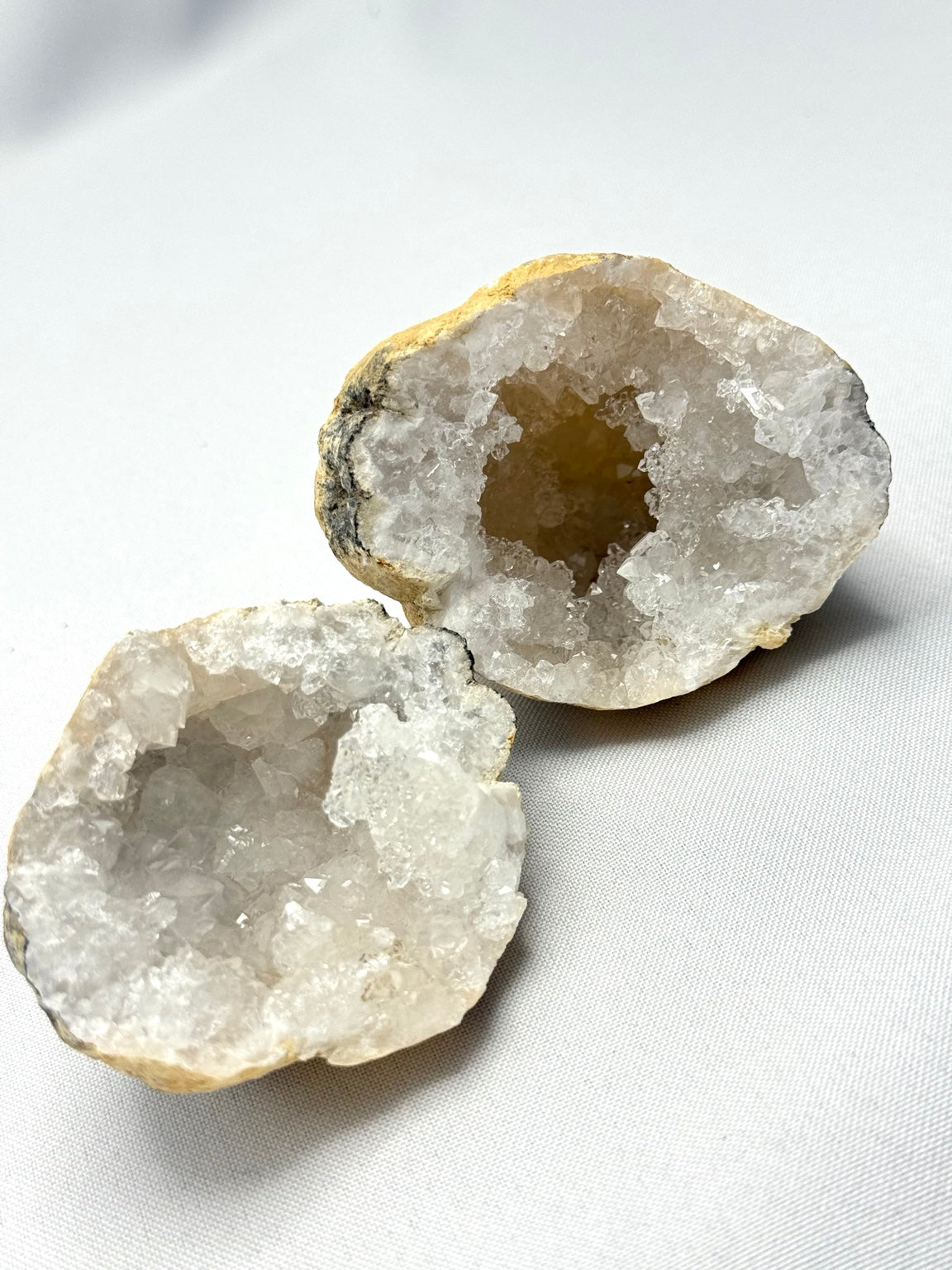 Natural Geode Quartz Pair – Sparkling Crystal Caves