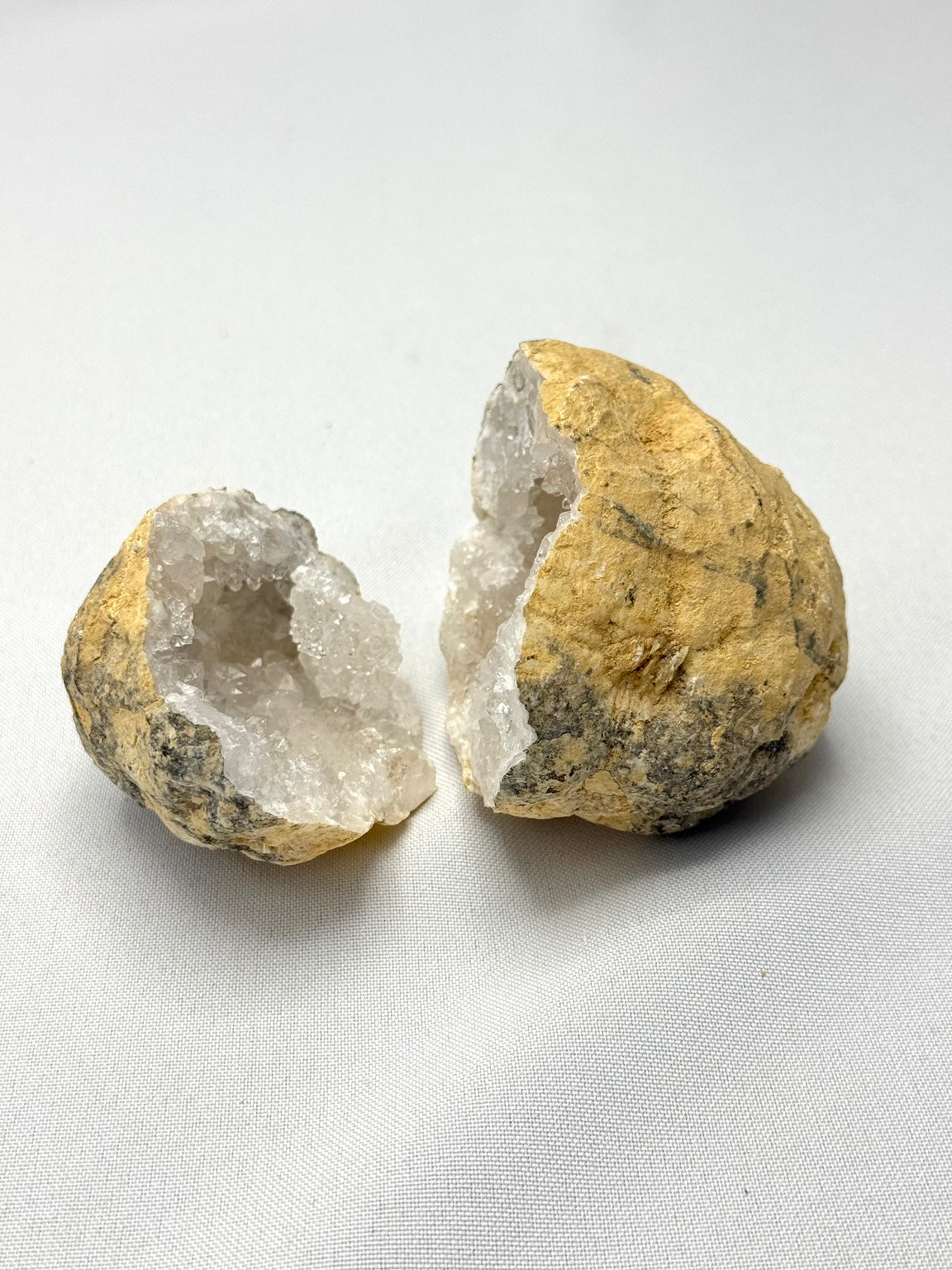 Natural Geode Quartz Pair – Sparkling Crystal Caves