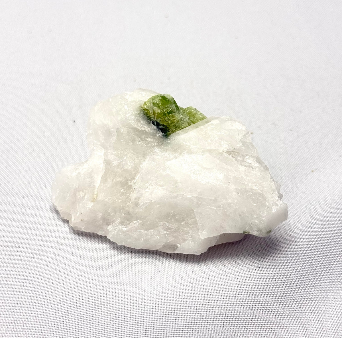 Green Tourmaline on Quartz