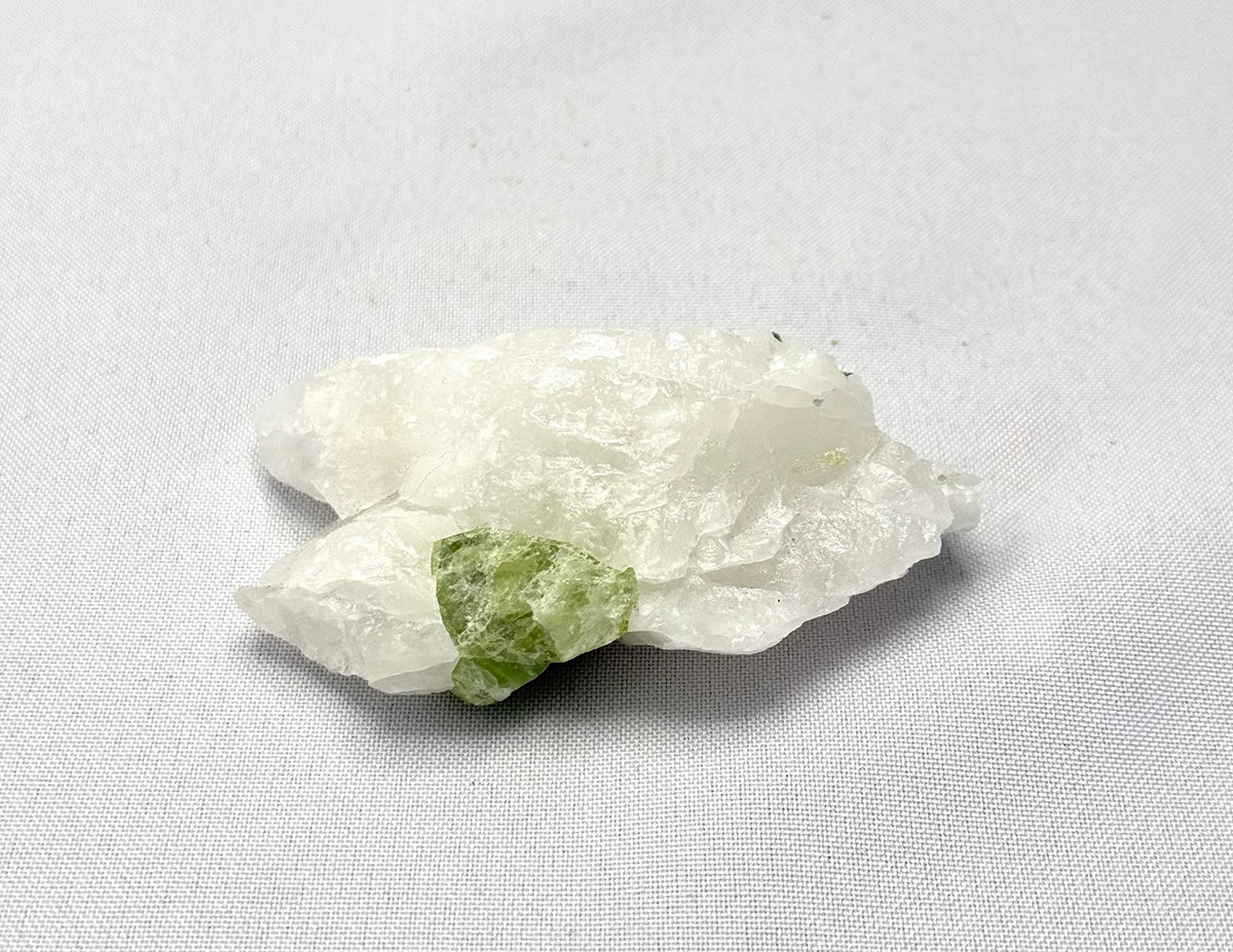 Green Tourmaline on Quartz