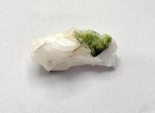 Green Tourmaline on Quartz