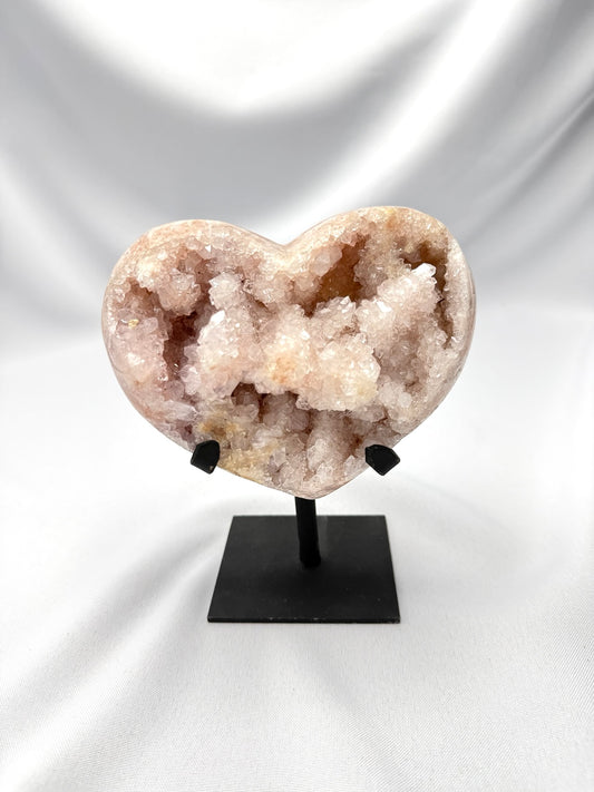 Pink Amethyst Heart on Stand