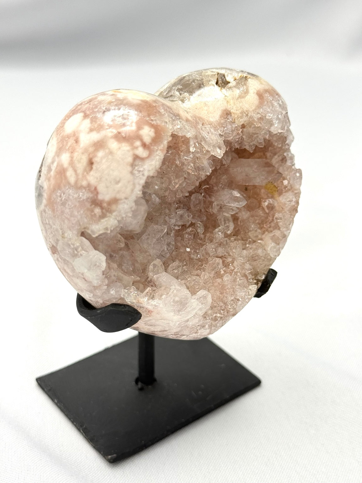 Pink Amethyst Druzy Heart on Stand