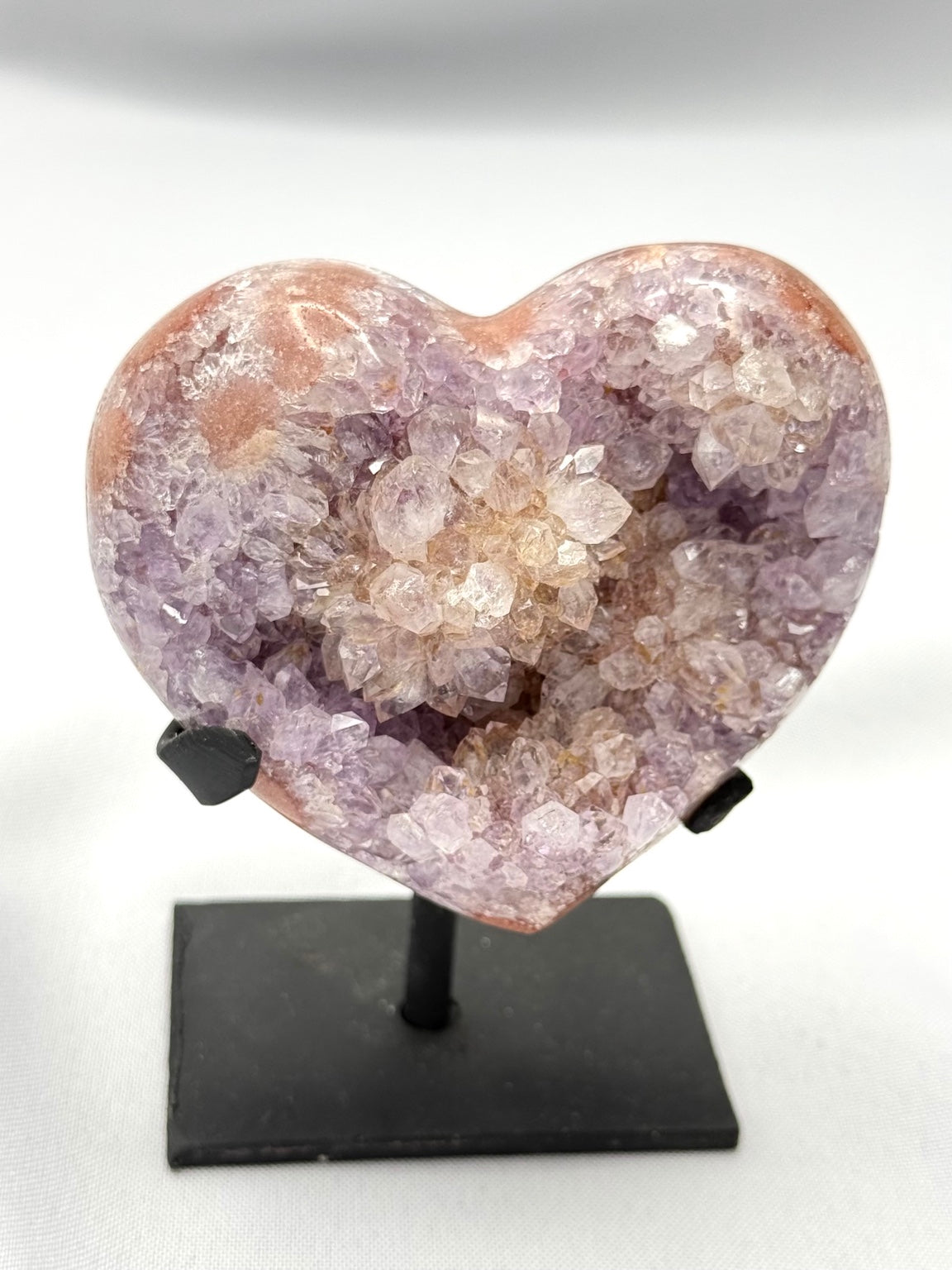 Pink Amethyst Heart on Stand