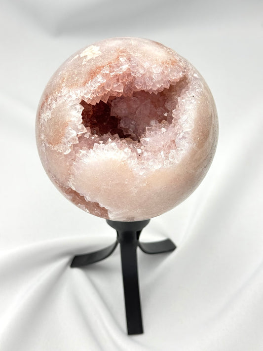 Pink Amethyst Sphere on Rotating Stand