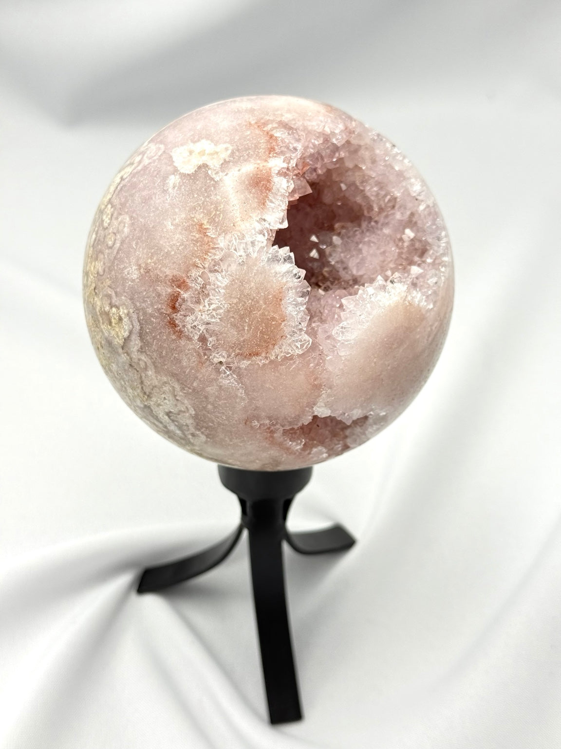 Pink Amethyst Sphere on Rotating Stand