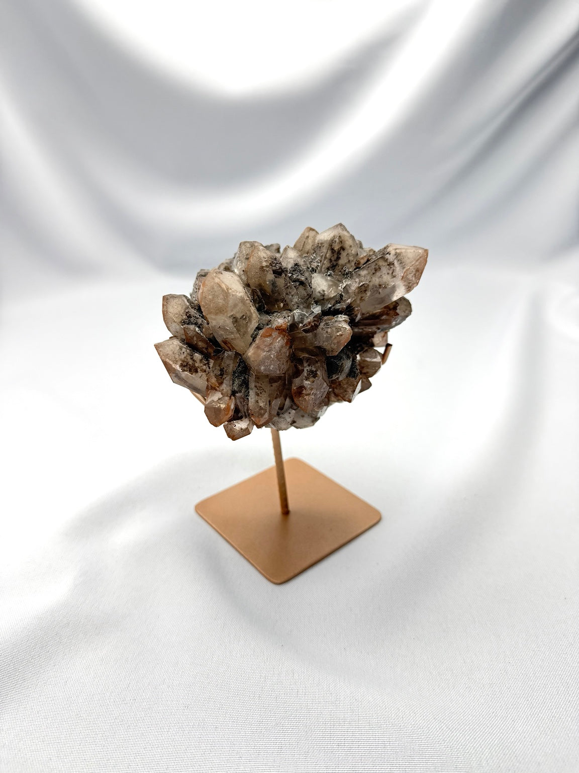 Red & Black Phantom Hematite Cluster on Stand